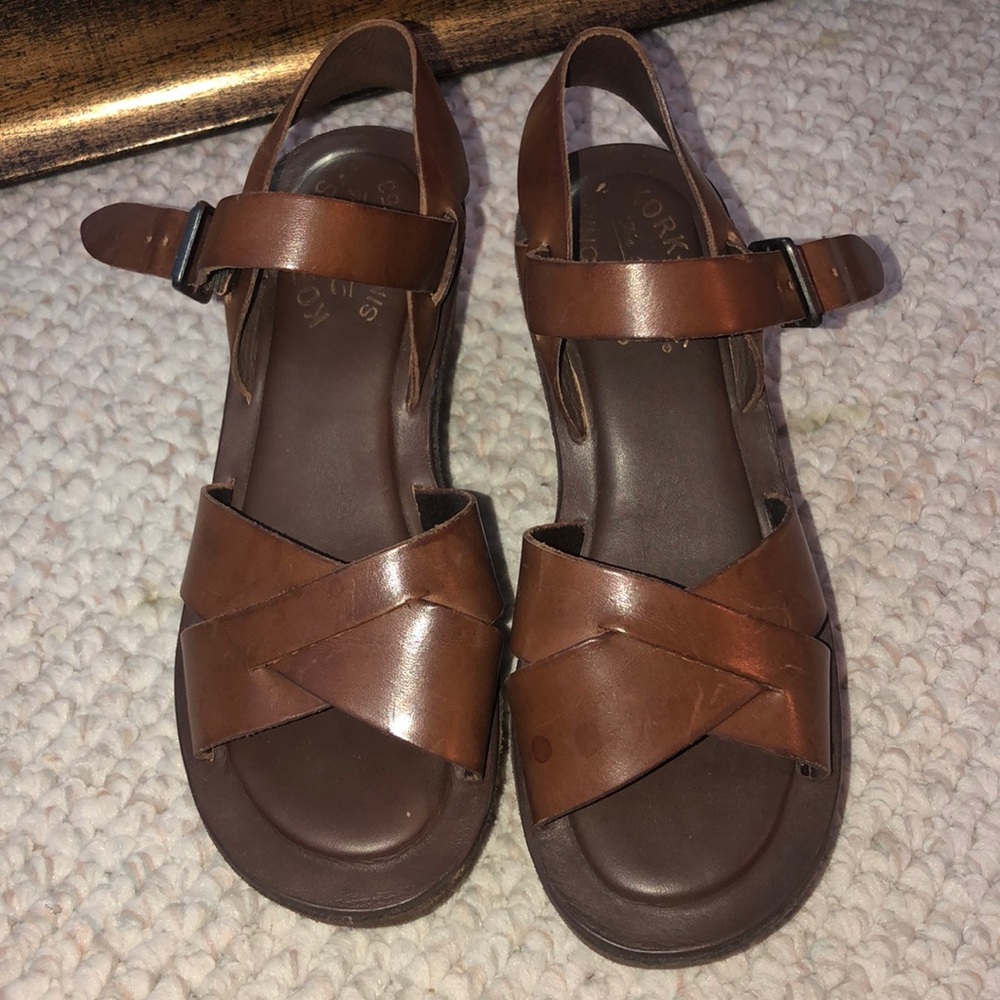 Brown Leather wedges